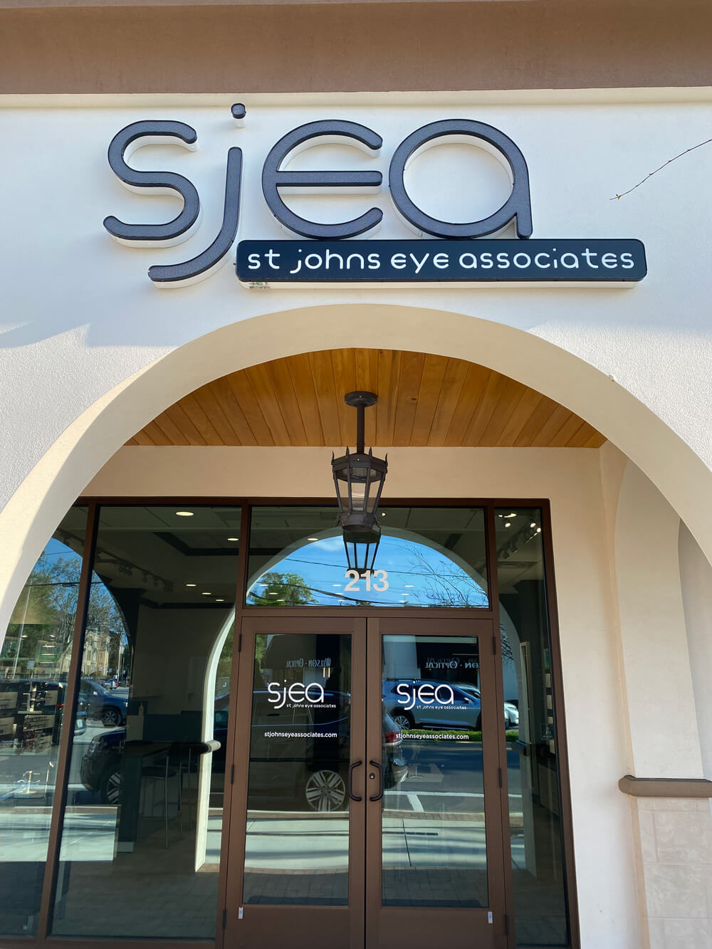 St. John's Eye Associates' front entrance sign.