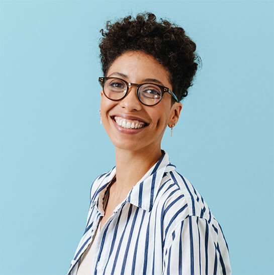 Woman wearing eyeglasses smiling